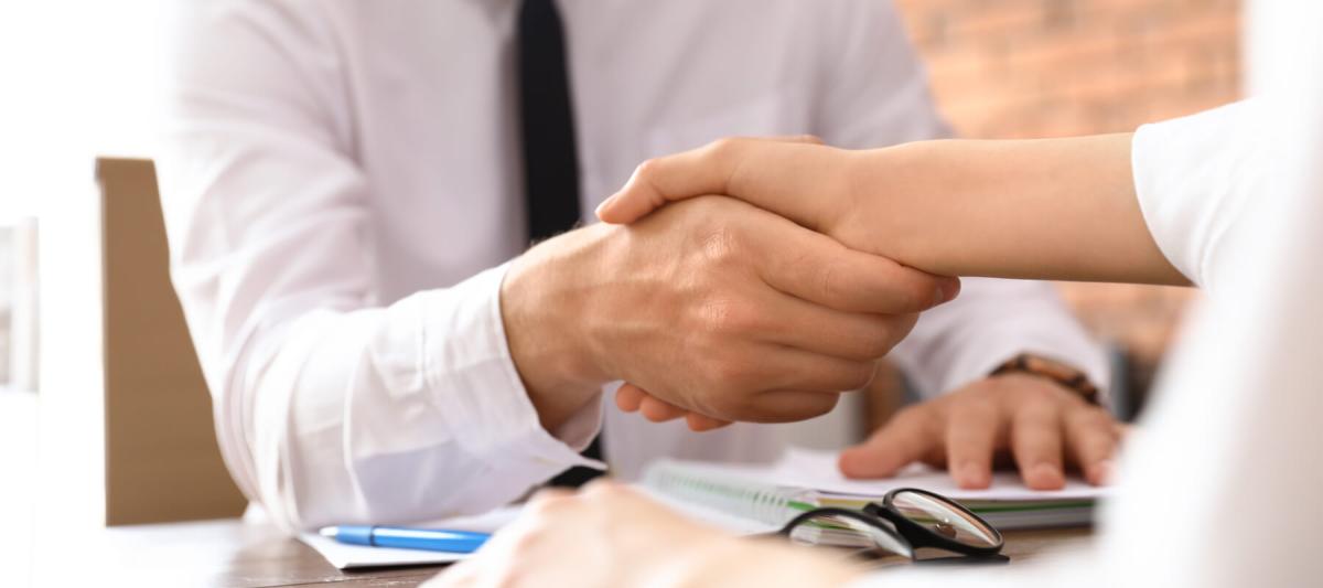 Two business people shaking hands